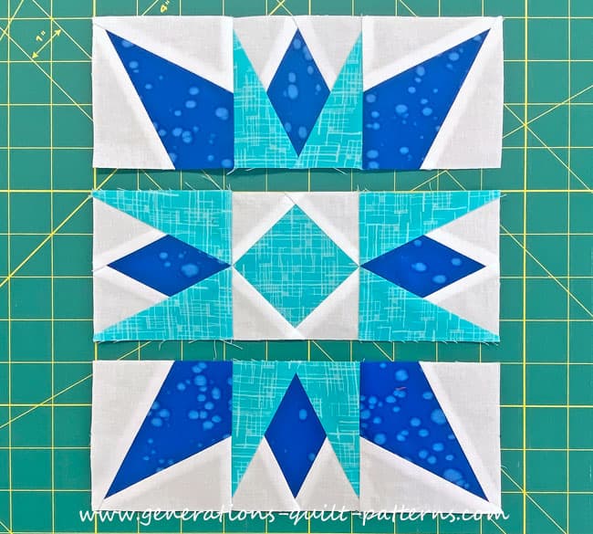 After sewing the units into rows After sewing the units into rows