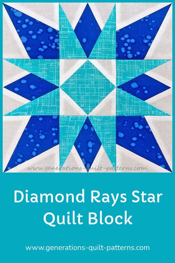 Pin this Diamond Rays Star quilt block tutorial to enjoy later Pin this Diamond Rays Star quilt block tutorial to enjoy later