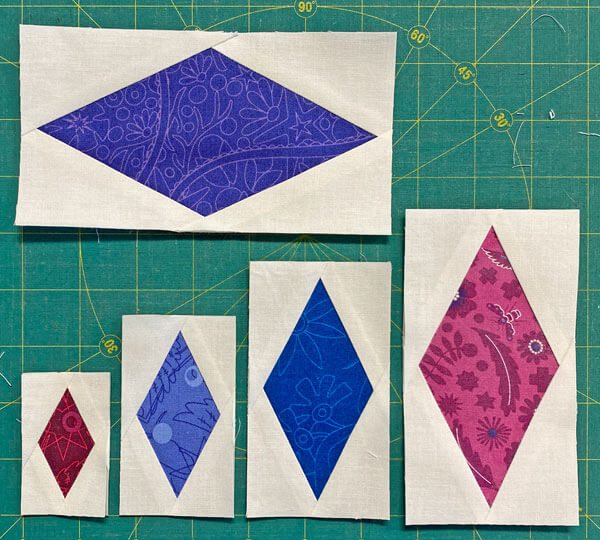All 5 sizes of paper pieced Diamond Rectangle quilt block All 5 sizes of paper pieced Diamond Rectangle quilt block