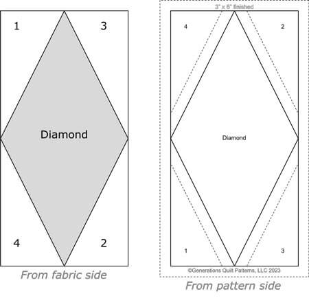 Diamond Rectangle quilt block design from front and back Diamond Rectangle quilt block design from front and back