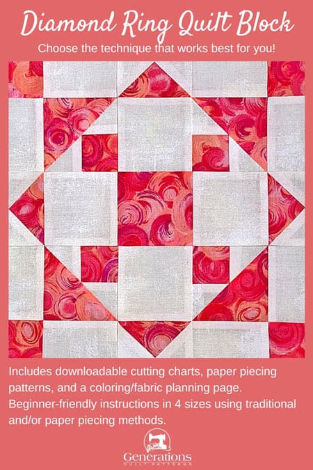 Pin the Diamond Ring quilt block tutorial