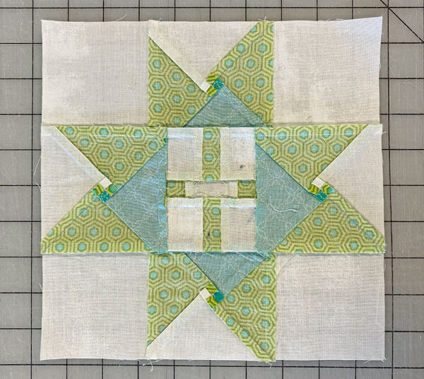 The wrong side of our Dolly Madison's Star quilt block The wrong side of our Dolly Madison's Star quilt block