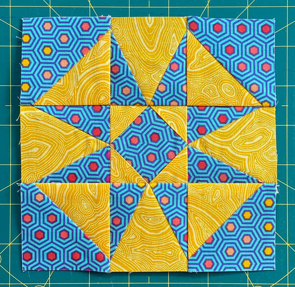 Our finished Doris' Delight quilt block