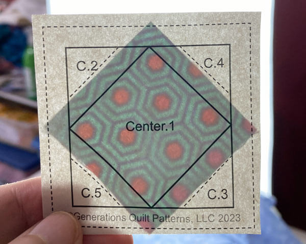 Position Center.1 between the dashed lines on the unprinted side of the pattern