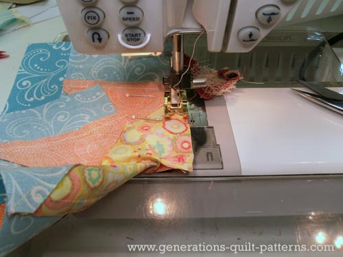 Stitch the fourth unit to the first three Stitch the fourth unit to the first three