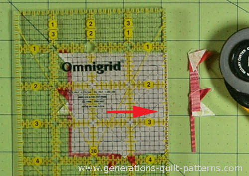 Trim the Flying Geese pairs to size