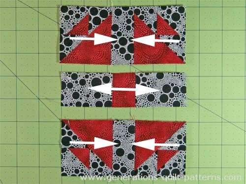 Press the seam allowances in the direction of the arrows Press the seam allowances in the direction of the arrows