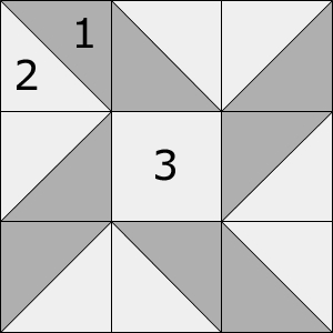 Eccentric star quilt block design