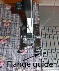 Use an edge stitching foot to sew the perfect scant quarter inch seam allowance