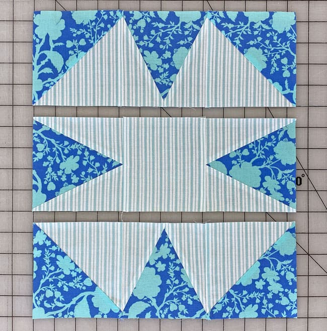 After sewing the patches into rows After sewing the patches into rows