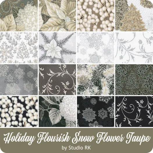 Holiday Flourish Snow Flower Taupe fabric collection by Studio RK for Robert Kaufman