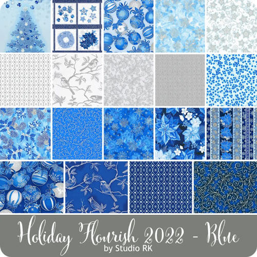 Holiday Flourish 2022 - Blue fabrics by Studio RK for Robert Kaufman
