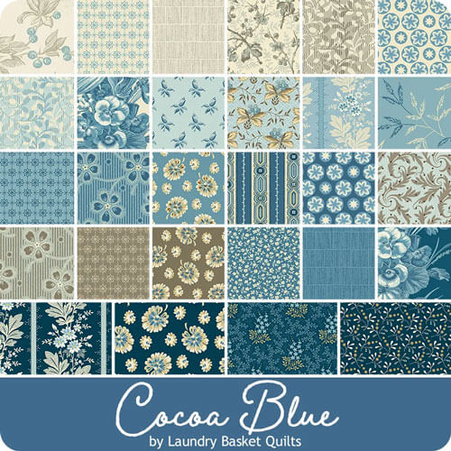 Cocoa Blue fabric collection by Laundry Basket Quilts for Andover