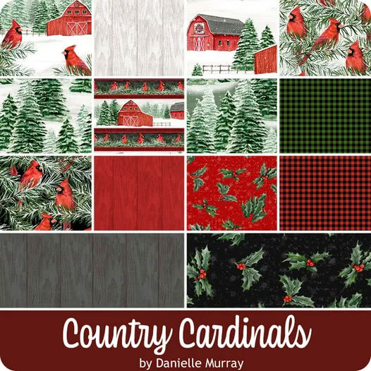 Country Cardinals fabric collection by Danielle Murray for Wilmington Prints