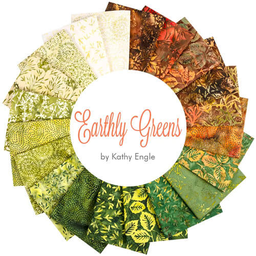 Earthly Greens fabric collection by Kathy Engle for Island Batik
