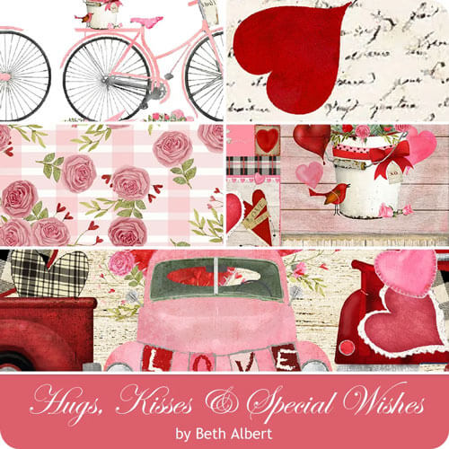 Hugs, Kisses & Special Wishes fabric collection by Beth Albert for 3 Wishes Fabric