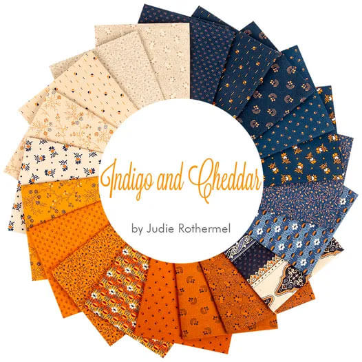 Indigo and Cheddar fabric collection by Judie Rothermel for Marcus Fabrics