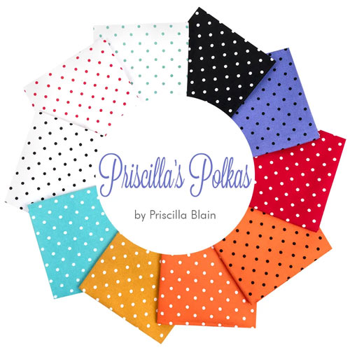 Priscilla's Polkas fabric collection by Priscilla Blain for Henry Glass