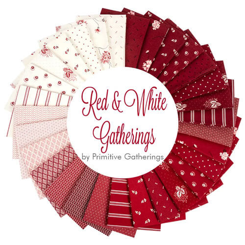 Red and White Gatherings fabric collection by Primitive Gatherings for Moda