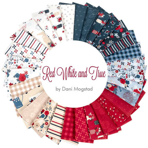 Red White And True Off White Pinwheels Yardage by Dani Mogstad for