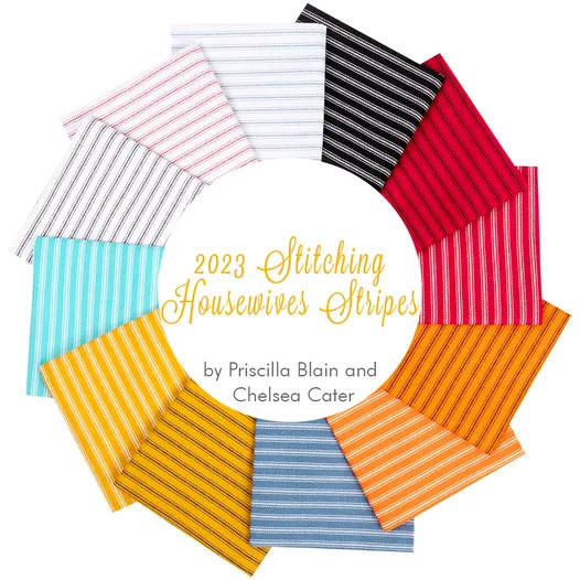 Stitching Housewives Stripes fabric collection by Priscilla Blain and Chelsea Carter of Stitching with the Housewives for Henry Glass