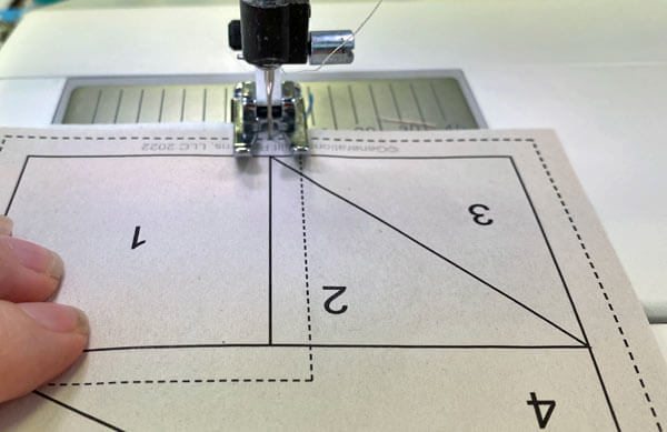 Sew the seam between #1 and #2 Sew the seam between #1 and #2