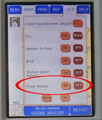 Free motion quilting setting<br><br>Click on each thumbnail below for a larger image<br><br>