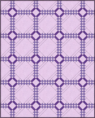 Five Patch quilt design, diagonal set with alternate blocks