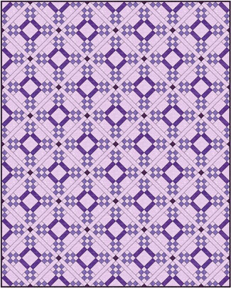Five Patch quilt design, diagonal set with sashing