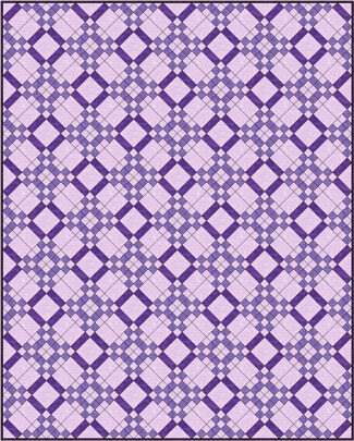 Five Patch quilt design, diagonal set