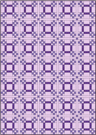 Five Patch quilt design, straight set with sashing