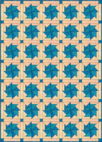 Flying Kite Quilt, 5 x 7 blocks, straight set