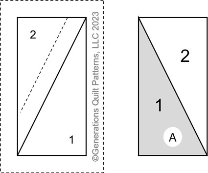 Half Rectangle Triangle, pattern side vs fabric side Half Rectangle Triangle, pattern side vs fabric side