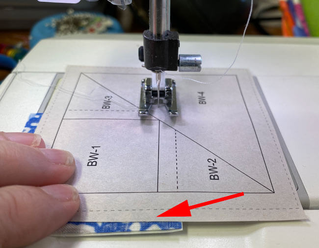 Sew on the line between BW-1 and BW-2 Sew on the line between BW-1 and BW-2