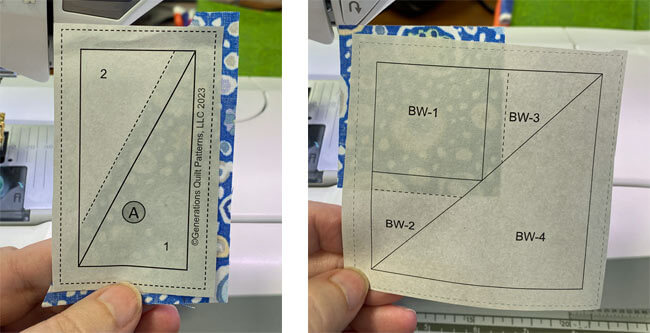 Position BW-1 and #1 in position on the unprinted side of the paper pattern Position BW-1 and #1 in position on the unprinted side of the paper pattern
