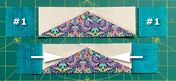 Add a #1 to both sides of 2 Half Diamond Rectangles