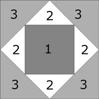 Four Crowns quilt block - center unit
