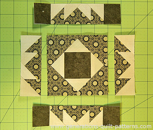 Arrange the sewn units into rows Arrange the sewn units into rows