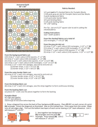 Complimentary Pattern, Autumnal Quilt, from Moda Fabrics