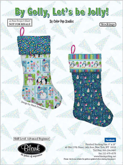 Complimentary Download for By Golly, Let's be Jolly! by Heidi Pridemore for Blank Quilting