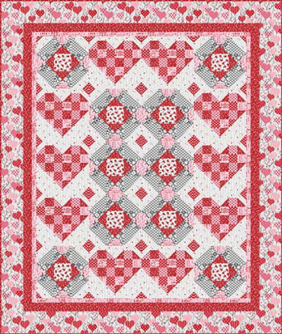 Complimentary Download for Dear Heart Quilt by Heidi Pridemore for Studio E Fabrics, 64" x 76"