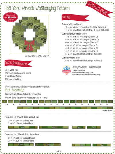 Complimentary Download for Half Yard Wreath Wallhanging by FQS