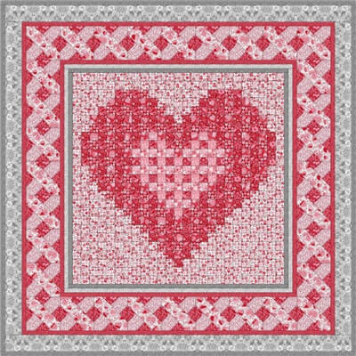 Complimentary Download for Hugs & Kisses #1 by Megan Downer for Studio E Fabrics, 84" square