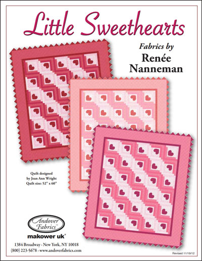 Little Sweethearts by Renee Nanneman for Andover, finishes at 52" x 60"