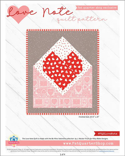 Complimentary Download for Love Note by A Fat Quarter Shop Exclusive