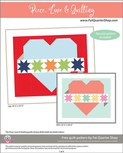 Piece, Love & Quilting by Fat Quarter Shop in two Sizes
