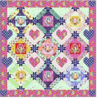 Queen of Hearts by Tula Pink for Free Spirit finishes at 70" square