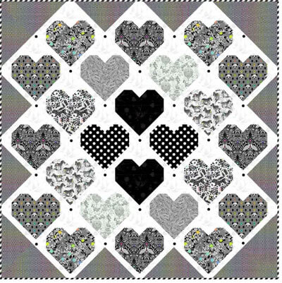 Retro Hearts by Stacey Day for Free Spirit finishes at 77" square