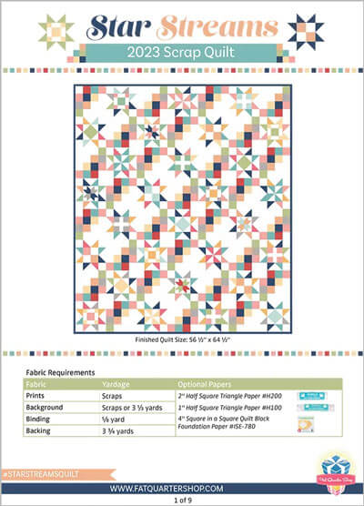 Complimentary Download for Star Streams by Fat Quarter Shop Exclusive for 