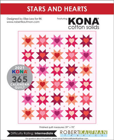 Stars and Hearts by Elise Lea for RK finishes at 59" x 70"